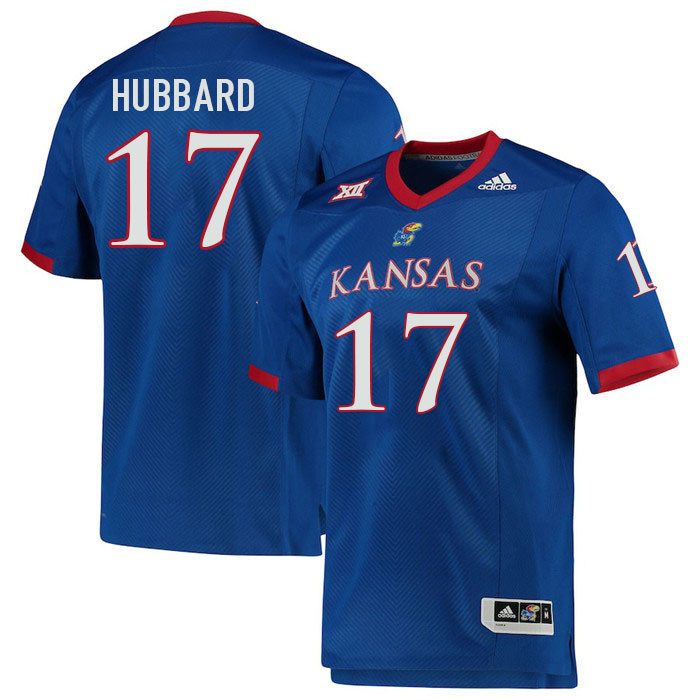 Men #17 Akili Hubbard Kansas Jayhawks College Football Jerseys Stitched Sale-Royal - Click Image to Close